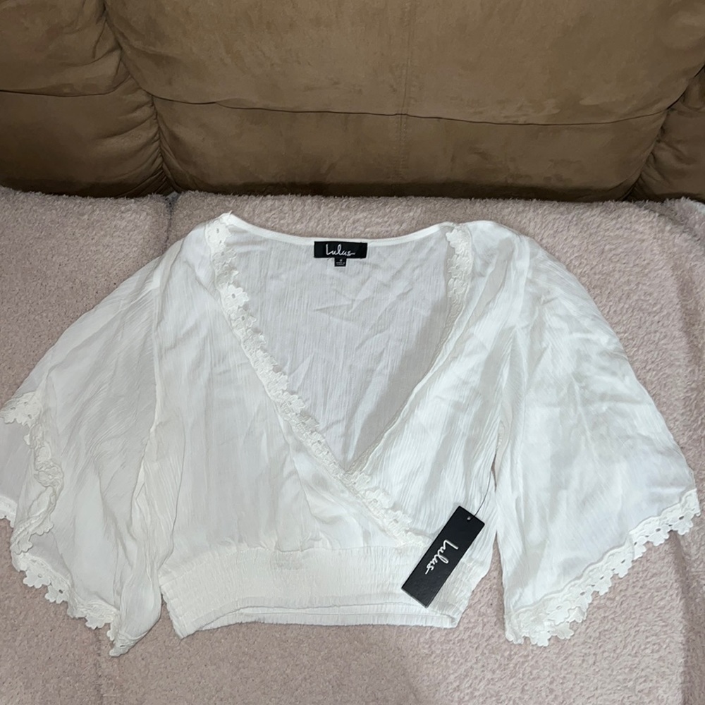 LULUS white lace crop